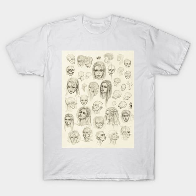 Vintage human anatomy hand drawn illustrations T-Shirt by Dzydaria